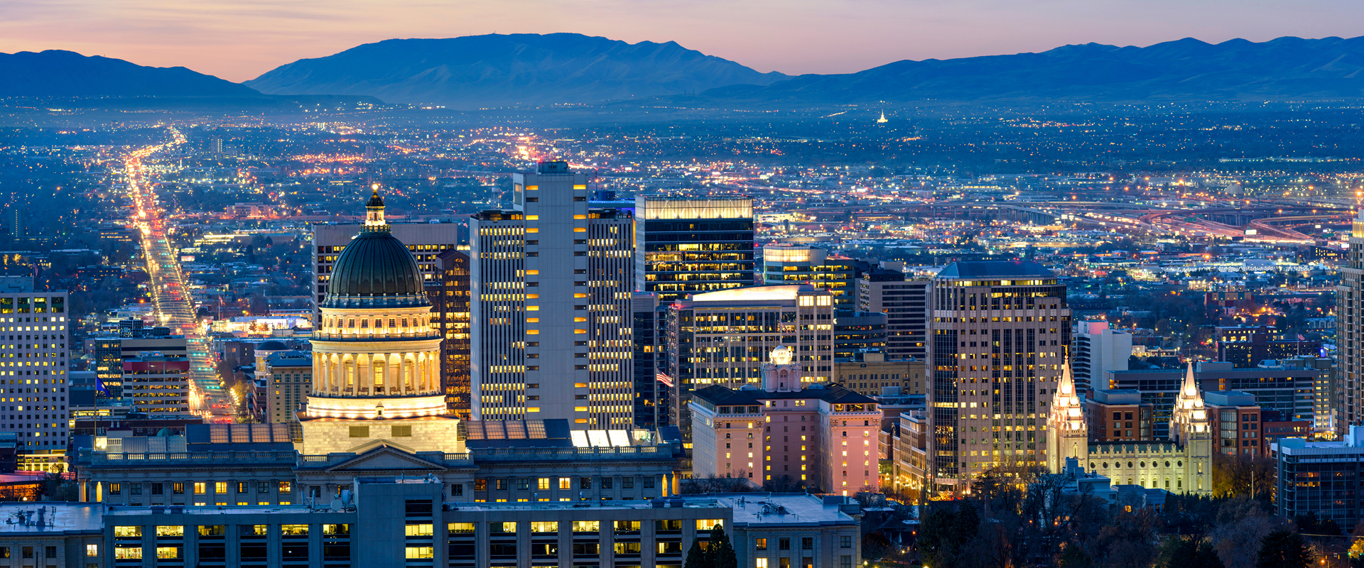 Salt Lake City skyline with Capitol dome